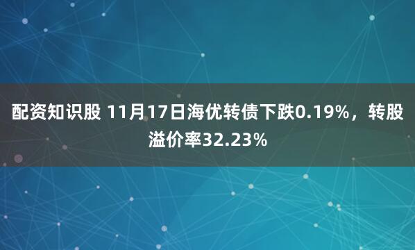 配资知识股 11月17日海优转债下跌0.19%，转股溢价率32.23%