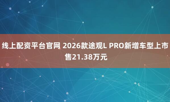 线上配资平台官网 2026款途观L PRO新增车型上市 售21.38万元